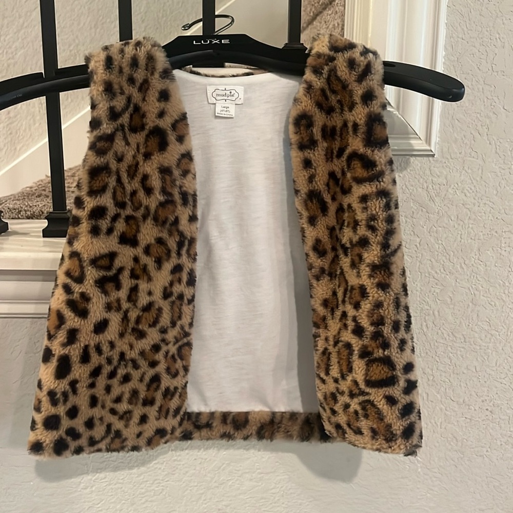 Animal print fur vest